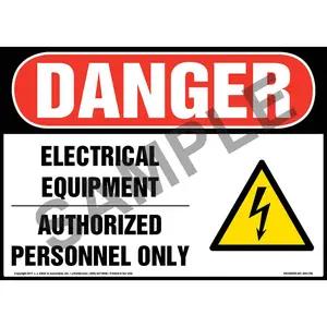 Danger: Electrical Equipment Authorized Personnel Only Sign with Icon - OSHA