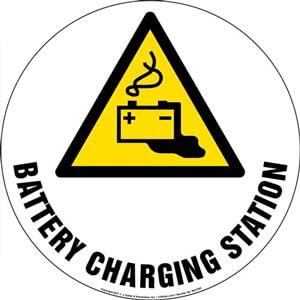 Battery Charging Station Floor Sign with Icon