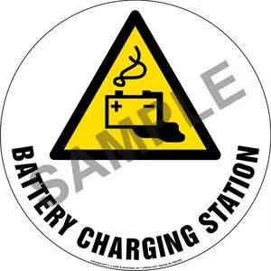 Battery Charging Station Floor Sign with Icon