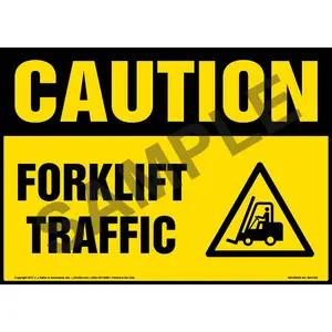 Caution: Forklift Traffic Sign with Icon - OSHA