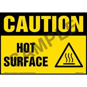 Caution: Hot Surface Sign with Icon - OSHA