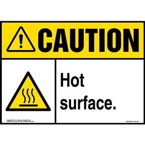 Caution: Hot Surface Sign with Icon - ANSI