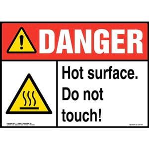 Danger: Hot Surface. Do Not Touch! Sign with Icon - ANSI