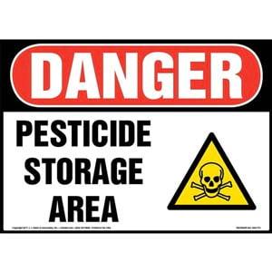 Danger: Pesticide Storage Area Sign with Icon - OSHA