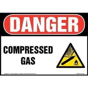 Danger: Compressed Gas Sign with Icon - OSHA