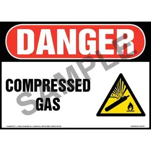 Danger: Compressed Gas Sign with Icon - OSHA