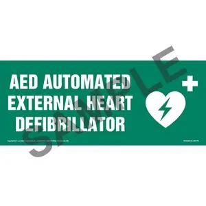 AED Automated External Heart Defibrillator Sign with Icon