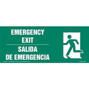 Emergency Exit Left - Bilingual Sign with Icon