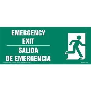 Emergency Exit Right - Bilingual Sign with Icon