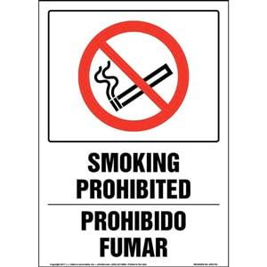 Smoking Prohibited - Bilingual Sign with Icon