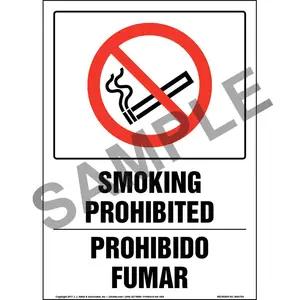 Smoking Prohibited - Bilingual Sign with Icon