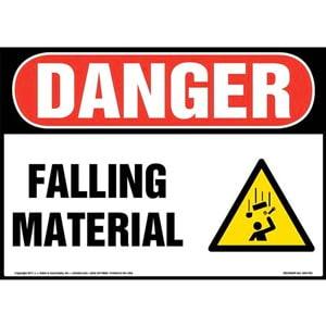 Danger: Falling Material Sign with Icon - OSHA