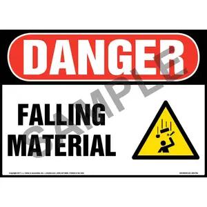 Danger: Falling Material Sign with Icon - OSHA