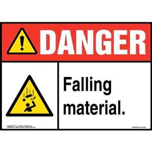 Danger: Falling Material Sign with Icon - ANSI