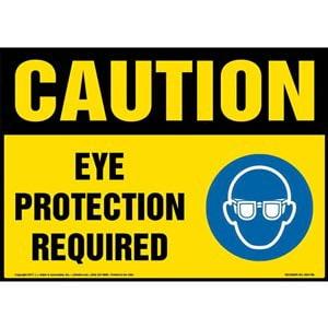 Caution: Eye Protection Required Sign with Icon - OSHA