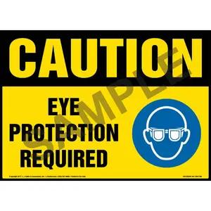 Caution: Eye Protection Required Sign with Icon - OSHA