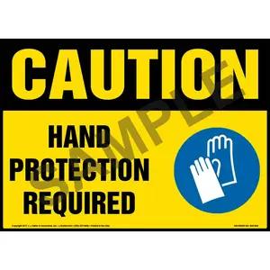 Caution: Hand Protection Required Sign with Icon - OSHA