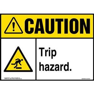 Caution: Trip Hazard Sign with Icon - ANSI