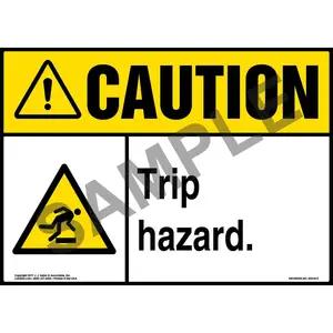 Caution: Trip Hazard Sign with Icon - ANSI