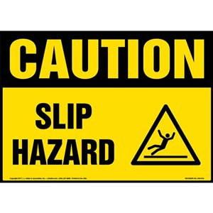 Caution: Slip Hazard Sign with Icon - OSHA