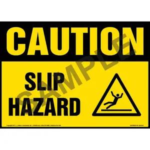 Caution: Slip Hazard Sign with Icon - OSHA