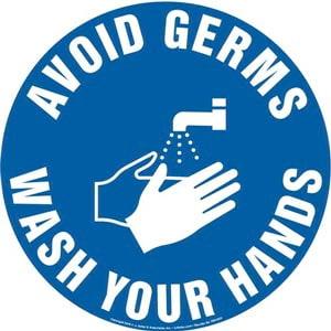 Avoid Germs, Wash Hands Sign with Icon - Round