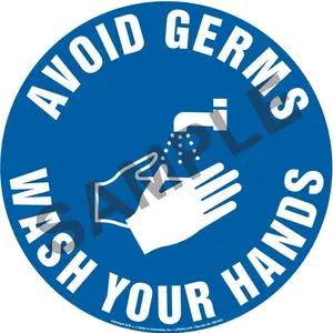 Avoid Germs, Wash Hands Sign with Icon - Round
