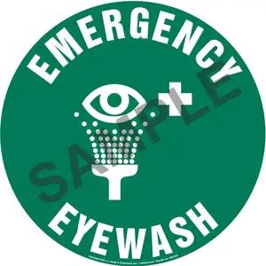 Emergency Eyewash Sign with Icon - Round