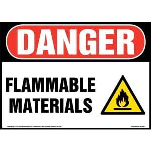 Danger: Flammable Materials Sign with Icon - OSHA