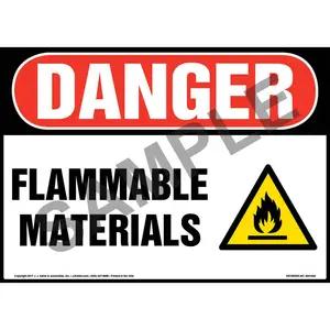 Danger: Flammable Materials Sign with Icon - OSHA