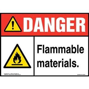 Danger: Flammable Materials Sign with Icon - ANSI