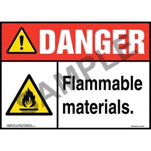 Danger: Flammable Materials Sign with Icon - ANSI