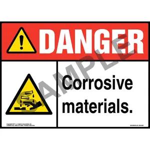Danger: Corrosive Materials Sign with Icon - ANSI