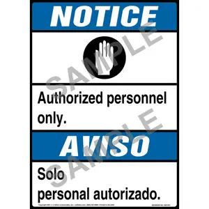 Notice: Authorized Personnel Only Bilingual Sign with Icon - ANSI