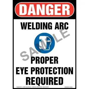 Danger: Welding Arc, Eye Protection Required Sign with Icon - OSHA