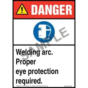 Danger: Welding Arc, Eye Protection Required Sign with Icon - ANSI