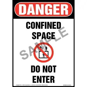 Danger: Confined Space, Do Not Enter Sign with Icon - OSHA