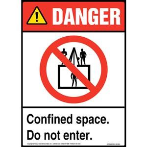 Danger: Confined Space, Do Not Enter Sign with Icon - ANSI