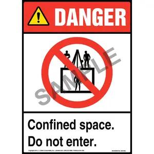 Danger: Confined Space, Do Not Enter Sign with Icon - ANSI