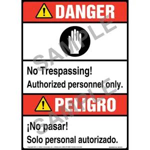 Danger: No Trespassing, Authorized Personnel Only Bilingual Sign with Icon - ANSI