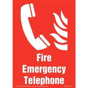 Fire Emergency Telephone Sign with Icon - Portrait