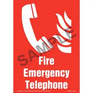 Fire Emergency Telephone Sign with Icon - Portrait