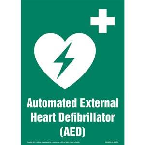 Automated External Heart Defibrillator (AED) Sign with Icon