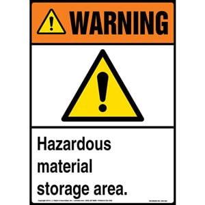 Warning: Hazardous Material Storage Area Sign with Icon - ANSI