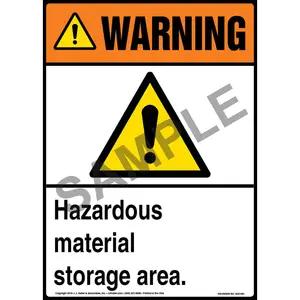 Warning: Hazardous Material Storage Area Sign with Icon - ANSI