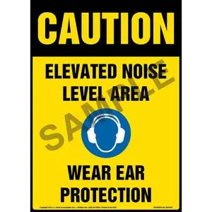 Caution: Elevated Noise Level Area, Wear Ear Protection Sign with Icon - OSHA