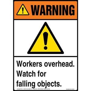 Warning: Workers Overhead, Watch for Falling Objects Sign with Icon - ANSI