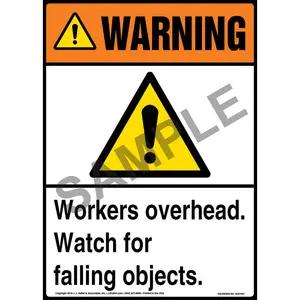 Warning: Workers Overhead, Watch for Falling Objects Sign with Icon - ANSI
