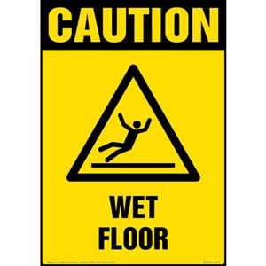 Caution: Wet Floor Sign with Icon - OSHA, Portrait