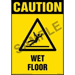 Caution: Wet Floor Sign with Icon - OSHA, Portrait